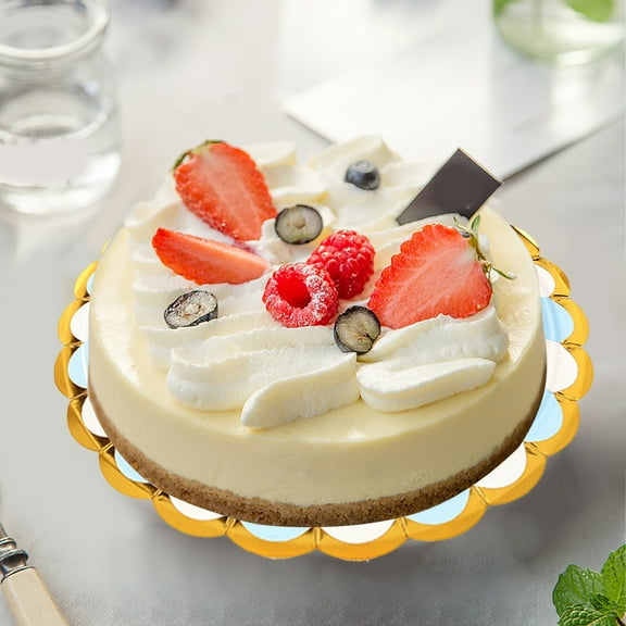 100PCS Gold Foil Striped Disposable Paper Plates 9 Inch Birthday Party Supplies Waterproof Sturdy Dessert Dinner Tableware Decor