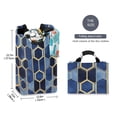 thumbnail image 2 of Yayeee Freestanding Laundry Hamper with Handle Collapsible Large Storage Basket for Clothes, Blue Hexagon Pattern, 2 of 7