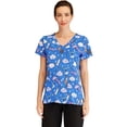 thumbnail image 4 of Minty Mint, Women's, Stretch Printed V-Neck Medical Scrub Top, Blue, L, 4 of 4
