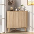thumbnail image 6 of Fluted Corner Cabinet with Power, Small Corner Accent Cabinet with Storage, Adjustable Shelve, Space Saving Sideboard, Multifunctional Organizer for Living Room, Kitchen, Bathroom (Natural), 6 of 7