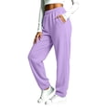 thumbnail image 3 of Loose Fit Cuffed Sweatpants for Women Elastic Waist Ribbed Cuffed Ankle Tapered Casual Athletic Workout Lounge Fall Winter Everyday Pants with Pockets, 3 of 7