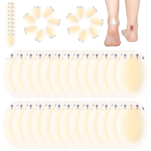 100 Pcs Blister Bandages Hydrocolloid Blister Pads for Heel Waterproof Gel Adhesive Bandages Protectors for Feet Toes(Single Style)