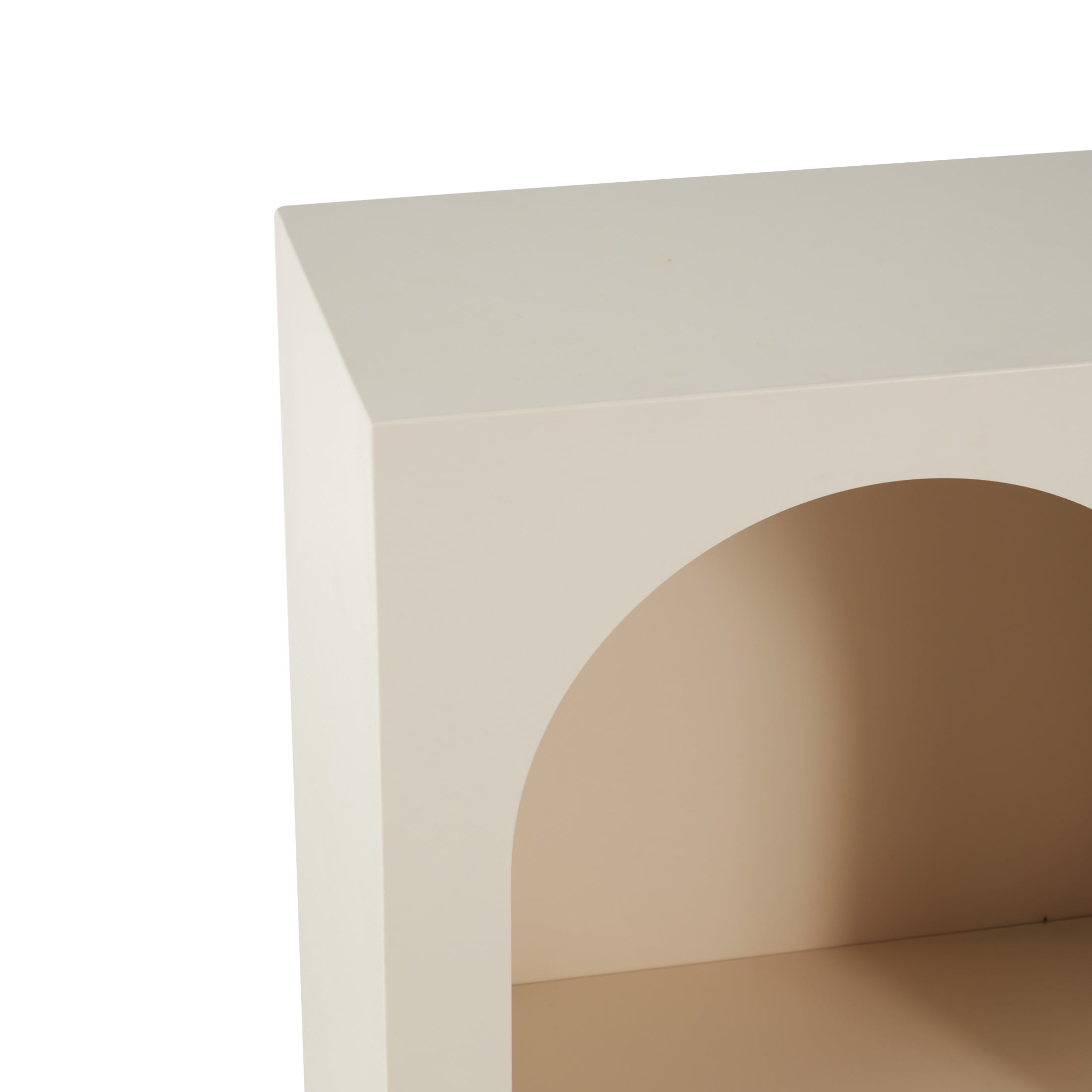DecMode 47" x 30" Cream Metal Geometric 6-Tier Shelving Unit with Arched Block Shapes, 1-Piece