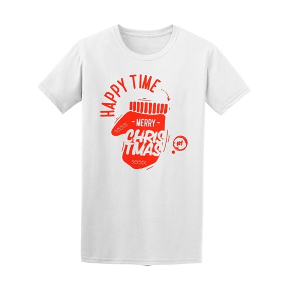 Merry Christmas Happy Mittens T-Shirt Men -Image by Shutterstock, Male XX-Large