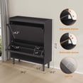 thumbnail image 2 of Shoe Cabinet with 2 Flip Drawers, Wooden Shoe Organizer Cabinet with Adjustable Shelf, Shoe Storage for Entryway, Hidden Shoe Cabinet for Hallway, Living Room, Black, 2 of 7