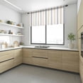 Beige Grey Stripe Semi Sheer Valance Curtains Classic Modern Voile ...