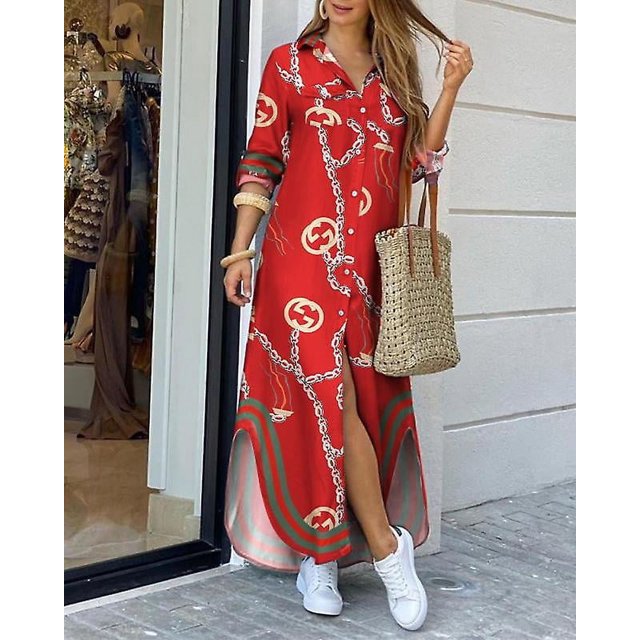 Robe d'Été pour Femmes Printemps/été Mode Sexy Chemise Maxi Robe Femmes