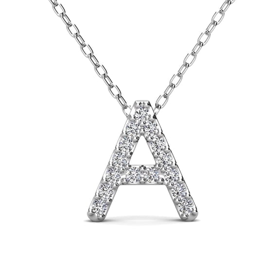 Cate & Chloe Ethereal Collection 18k White Gold Plated Women's Initial Necklace, Swarovski Crystals