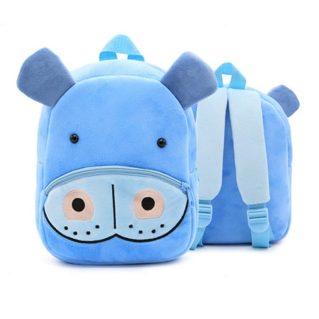 Fymall Children Toddler Preschool Plush Animal Cartoon Backpack, Kids Travel Lunch Bags, Cute Hippo Design for 2-4 Years (Best Backpack For 5 Year Old)