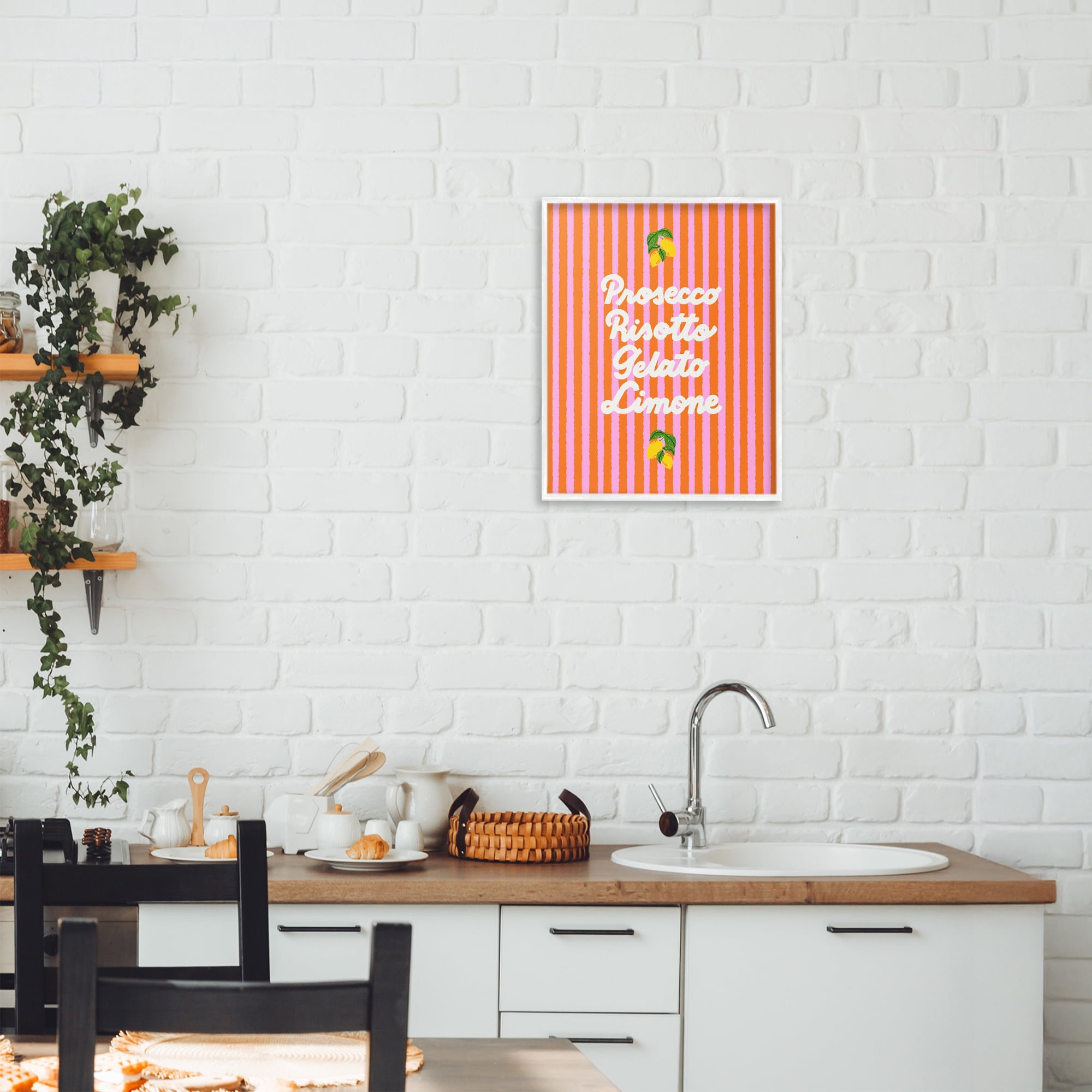 Stupell Industries Italian Enjoyment over Stripes White Framed Giclee Art, design by Indira Prieto | IndySign