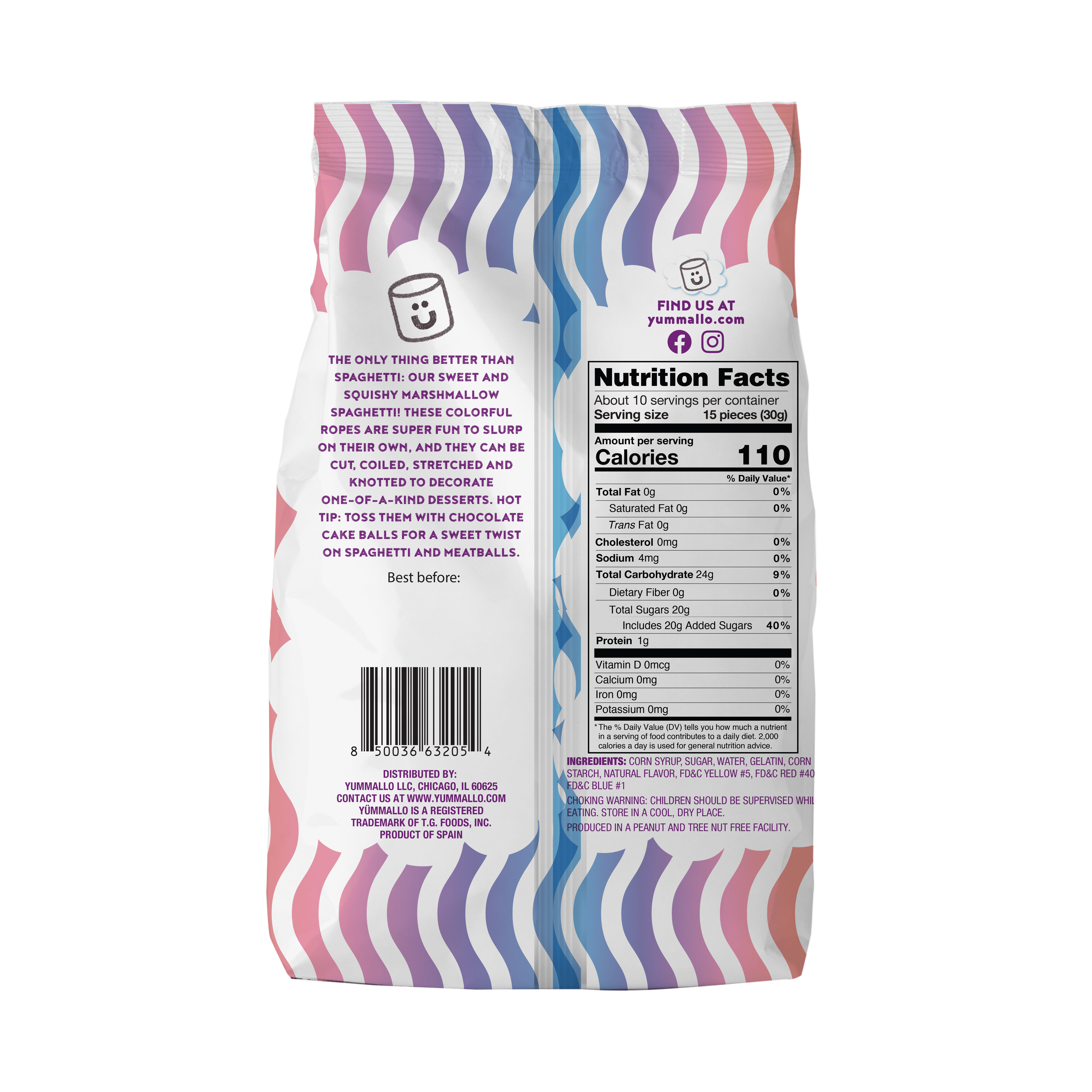 (4 pack) Yummallo Marshmallow Spaghetti, 10 oz (283 g)