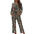 thumbnail image 4 of FOR U DESIGNS Flower Mushroom Button Down Nightwear for Women 2 Piece Button Up Pajama Sleepwear Long Sleeve Pants and Tops for Women Size S Button Loungewear, 4 of 7