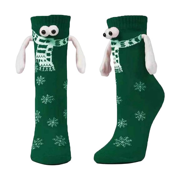 Green Magnetic Couple Socks For Autumn And Winter Christmas Long Socks With Moisture Management Feature For Exercise And Daily Use