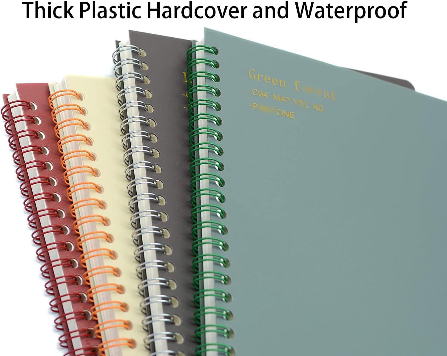 Spiral Notebook  4 8.3 Inch X 5.9 A5 Thick Plastic Hardcover 8mm Ruled 4 Color 80 Sheets -160 Pages Journals For Study And Notes (style 10-wine Red Brown Green A5)