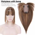 thumbnail image 3 of Benehair 100% Real Remy Human Hair Extensions Clip In Hairpiece Topper with Bang Toupee Women Hair Loss Silk Base Highlight Blonde Hair, 3 of 9