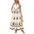 thumbnail image 3 of Womens 2025 Summer Casual V Neck Boho Maxi Dress Flowy Aline Bell Sleeve Tiered Floral Dresses with Pocket S, 3 of 7