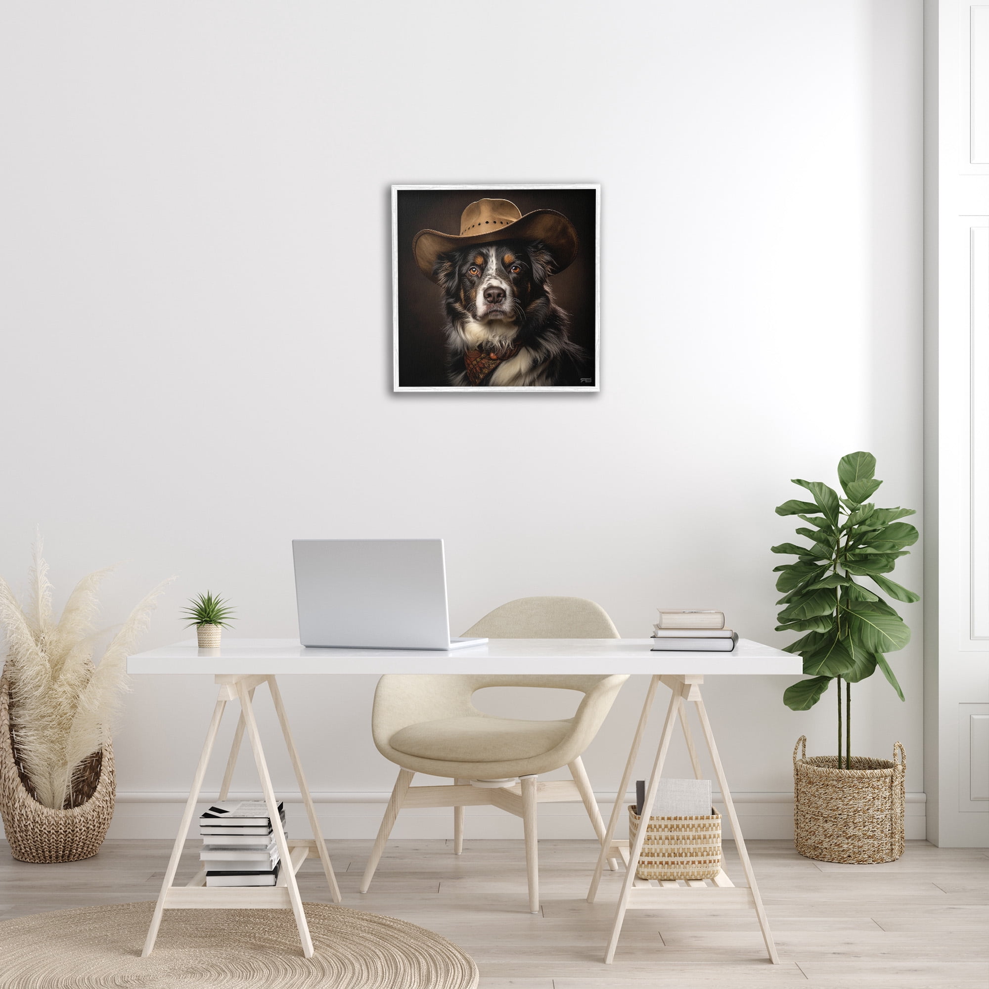 Stupell Industries Cowboy Sheriff Dog Animals & Insects Painting White Framed Art Print Wall Art, 24 x 24