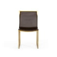 thumbnail image 2 of Cid 19 Inch Modern Dining Chair, Metal legs, Set of 2, Brown, Brass- Saltoro Sherpi, 2 of 5