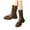 Brown, variant on Womens Mid Calf Chelsea Boots Platform Slip on Low Heel Ankle Booties Leather Combat Riding Boots