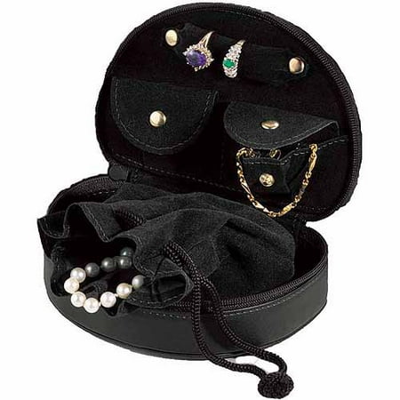 Royce Leather Mini Jewelry Zippered Travel Case in Genuine Leather