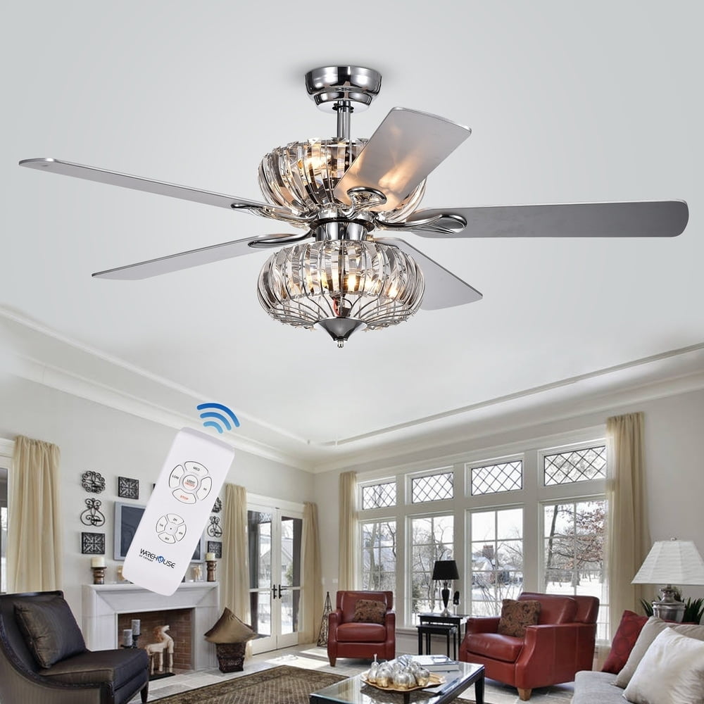 Kyana 6-light Crystal 5-blade 52-inch Chrome Ceiling Fan