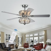 Kyana 6-light Crystal 5-blade 52-inch Chrome Ceiling Fan with Remote
