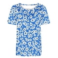 thumbnail image 4 of Puntoco Liquidación de blusas cortas para mujer, blusa informal de manga corta con cuello redondo y estampado para mujer, 4 of 4