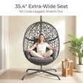 thumbnail image 4 of RADIATA Hanging Egg Chair with Stand, Outdoor Indoor Wicker Swing Chair, 350Lbs Nest Chair with Cushions, All-Weather Patio Hammock Seat for Porch Balcony Garden, Dark Gray, 4 of 8