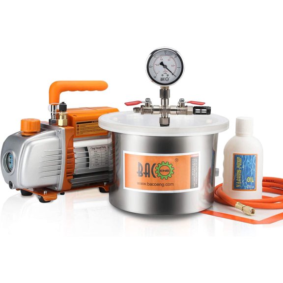 BACOENG 1.5 Gallon Vacuum Chamber Kit with 3.6 CFM 1 Stage Vacuum Pump HVAC