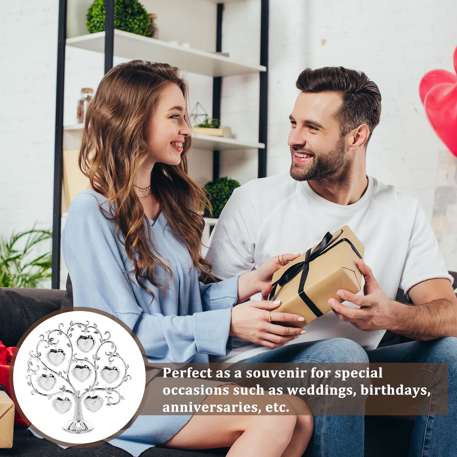 Keyohome Photo Frame Family Tree Metal Family Tree Photo Frame Tree Shape Display Rich Multi Picture Frame Tree Free Combination Photo Picture Tree Displays for Home Wedding Decor