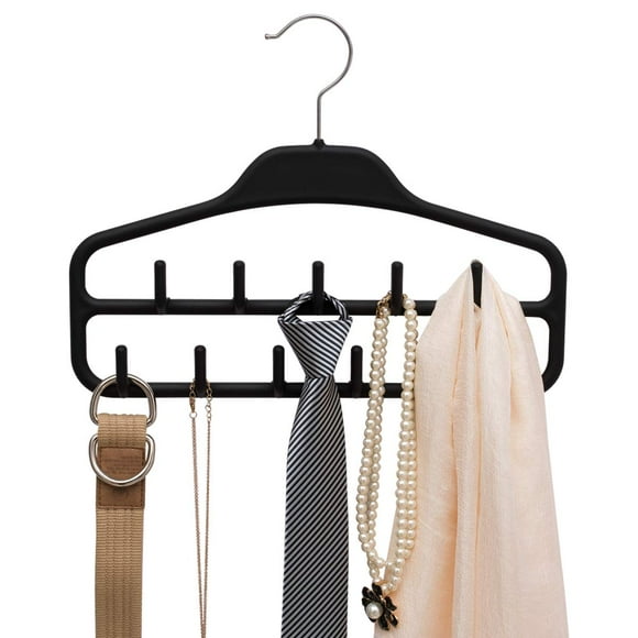 ELONG HOME Belt Hanger Tie Rack for Closet Sturdy Belt Organizer with 360 Degree Swivel 11 Large Sturdy Belt Hooks Non Slip Rubberized Belt Rack Black