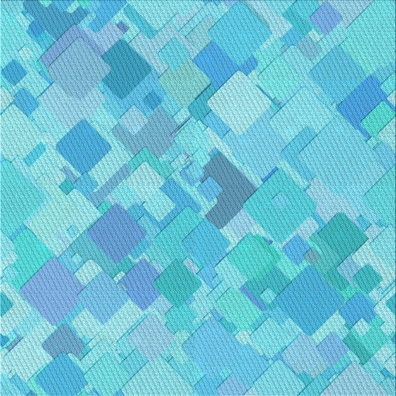 Ahgly Company Machine Washable Indoor Square Transitional Bright Turquoise Blue Area Rugs, 6' Square