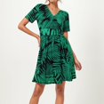 thumbnail image 1 of WILLBEST Vestido Informal De Verano De Manga Corta Para Mujer, Cuello En V, Estampado 3D, Estilo Midi, 1 of 3