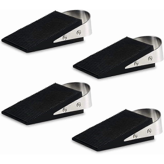 Door Stopper Wedge - ASelected 4 Pcs Heavy Duty Metal Rubber Doorstops Non-Slip Door Wedge Keeps Door Securely
