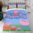 thumbnail image 4 of Peppa Pig Conjunto de sábanas temático, trío de piezas, cómodo y amigable con la piel, diseño único, regalo de decoración para el hogar para familiares, amigos y fans,173X218cm, 4 of 6