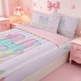 thumbnail image 3 of meiyoeat Gradient Personalized Monogram Zipper Twin Comforter Sets with Fitted Sheet and 2 Pillowcases,Balloon Rainbow Alphabet Initial Art Zipper Bedding Set For Girl,Pink Reversible,4 Pieces, 3 of 7