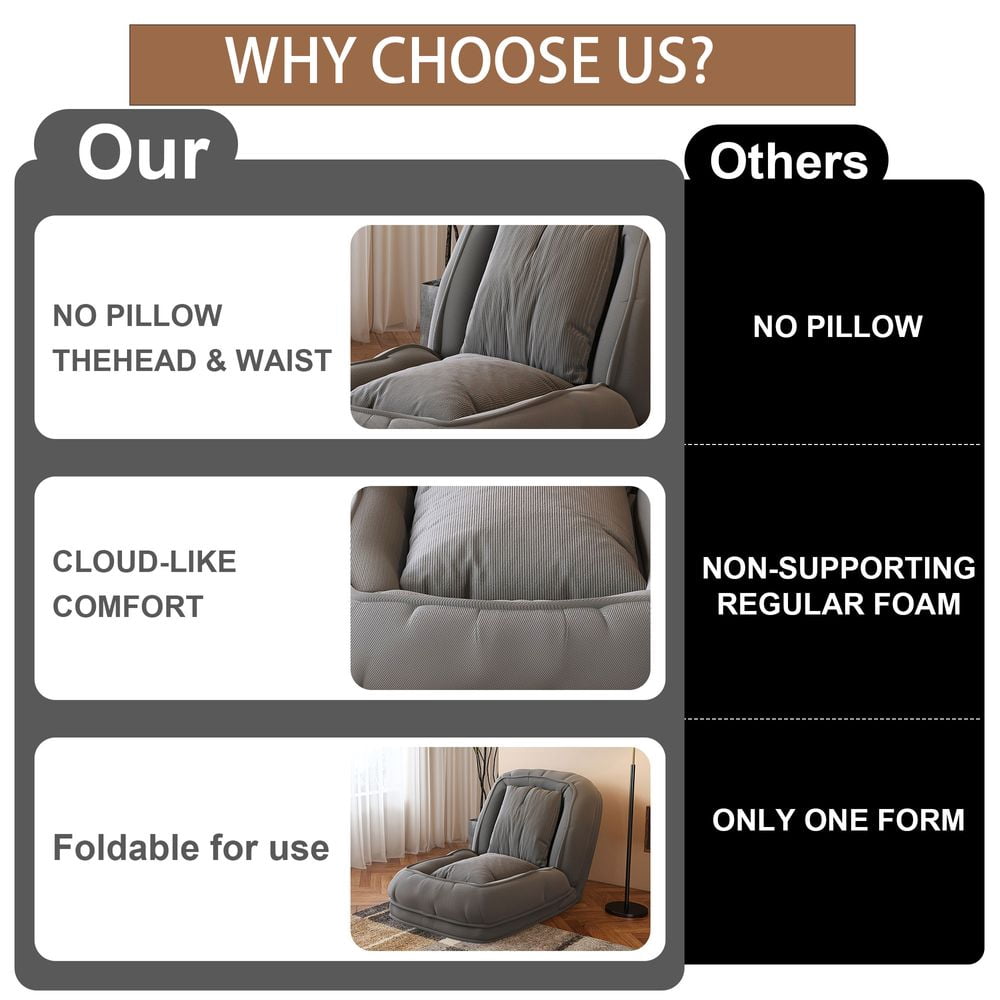 MIDOQIN Human Dog Bed for Adult, Foldable Upholstered Dog Couch Large Pet Sleeper Sofa Bed with 5 Adjustable Positions for Bedroom, Living Room & Reading Corner (Gray)