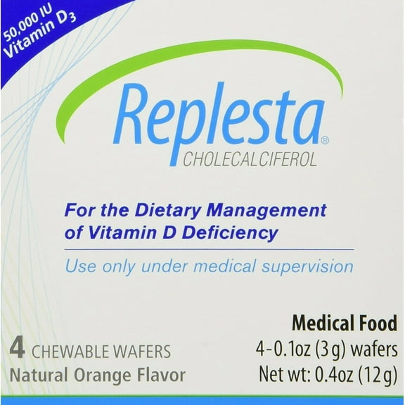 Replesta Cholecalciferol 50,000 IU Vitamin D3, Natural Orange, 4ct, 2-Pack