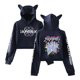 thumbnail image 1 of Sudadera corta con capucha y orejas de gato de Demon Hunters KPop, estilo grupo femenino, bonita sudadera corta con capucha y corte holgado., 1 of 5