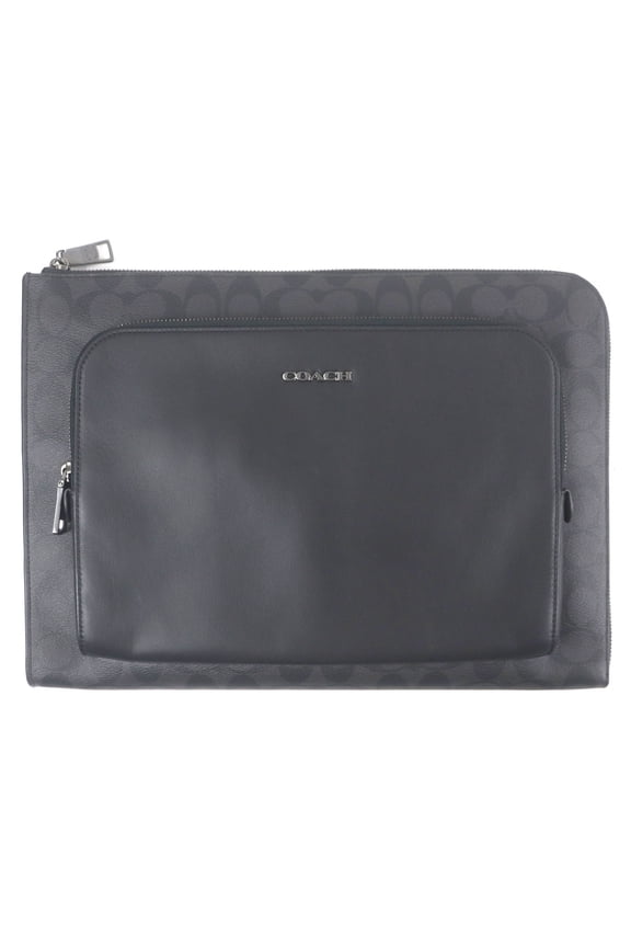 Pre-Owned COACH CU113 Ethan Portfolio Signature Canvas Leather Logo Silver Hardware Second Bag...