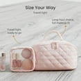 thumbnail image 6 of Travel Makeup Bag For Woman, 180° Lay-Flat Design, Large Capacity Makeup Organizer Pouch Open Flat Toiletry Bag, Waterproof & Machine-Washable Puffy Toiletry Bag For Full-Size Skincare (Beige), 6 of 7