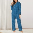 thumbnail image 2 of Honeii Blue Star Print print Women's Pajama Sets Long Sleeve Button Down Sleepwear Nightwear Soft Pjs Lounge Sets-X-Large, 2 of 7