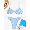 thumbnail image 4 of ZAFUL Women Swimsuit Transparent Straps Underwire Bikini Swimwear Light Blue L, 4 of 6
