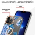 thumbnail image 3 of Allytech Floral Series Soft TPU Back Cover Ring Holder Kickstand Bumper Translucent Shockproof Slim Shell Cell Phone Case Cover for Apple iPhone 13 Pro, Blue Flower, 3 of 4