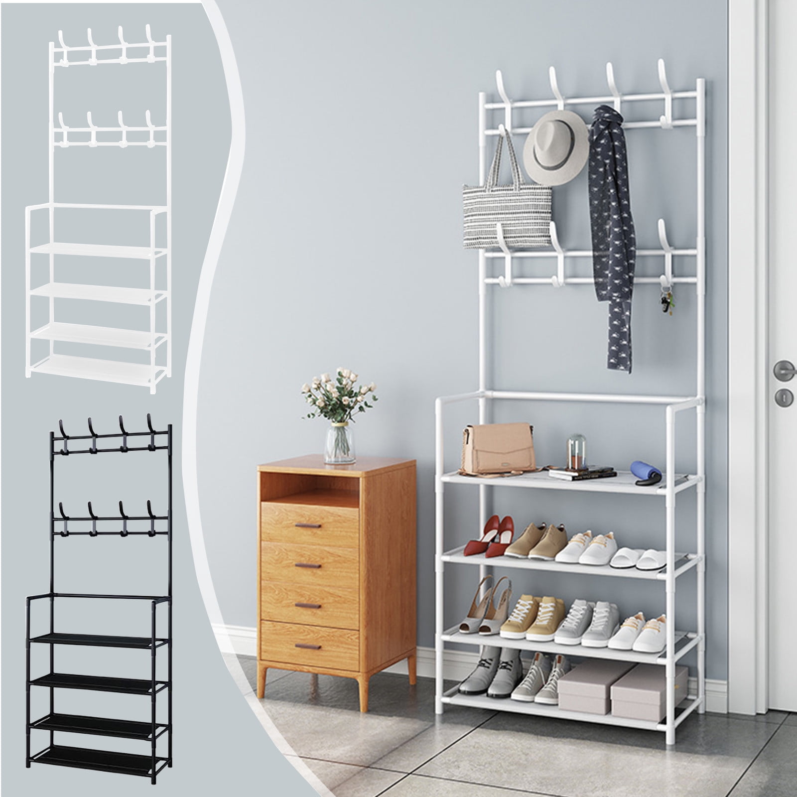 Xihbxyly Flash Deals Floor Standing Shoe Rack Coat Rack Integrated Door Multi Layer Space Saving Simples Home Dormitory Rental Room Storage Shoe Cabinet Walmart