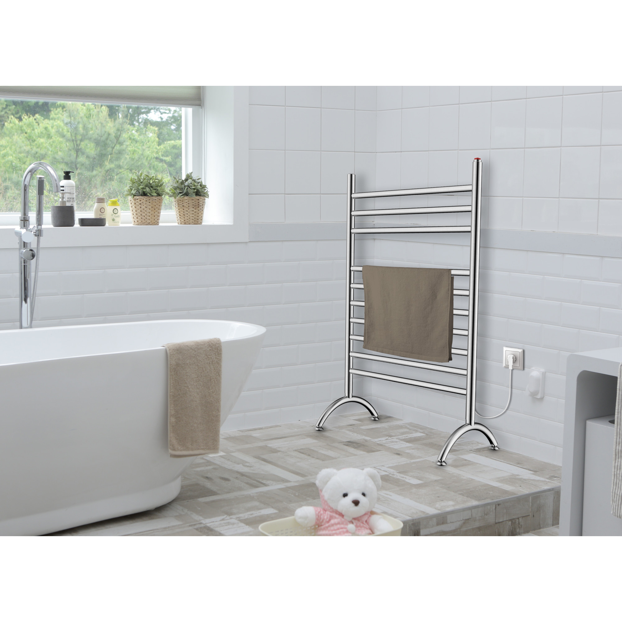 Kingston Brass TWF3123SN Freestanding Plug-In Electric Towel Warmer in Brushed Nickel