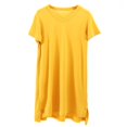thumbnail image 4 of HAYIMI Girls V Neck Dresses, Short Sleeve Side Split Loose Solid Color Casual Kids Dress for Summer Bedroom Wear Relaxed Fit Sundress, 4 of 4