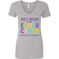 thumbnail image 3 of Inktastic Will Work for Easter Candy Please Pay in Advance Women's V-Neck T-Shirt, 3 of 5