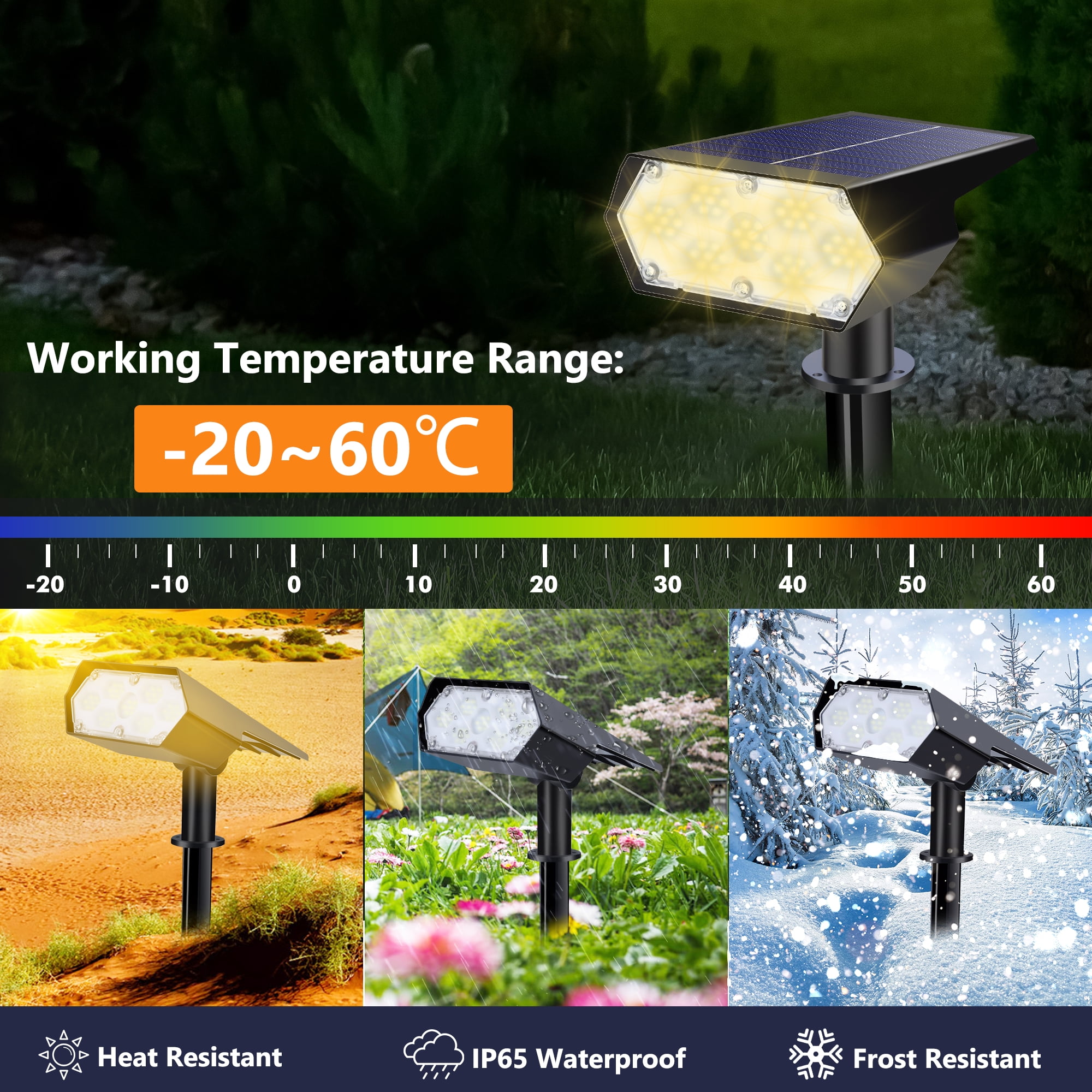 Toodour Solar Lights Outdoor, 49 LED Super Bright Solar Spot Lights with 2 Lighting Modes, Waterproof Solar Powered Landscape Spotlights for Garden Patio Pathway Yard (2 Pack-Warm White)
