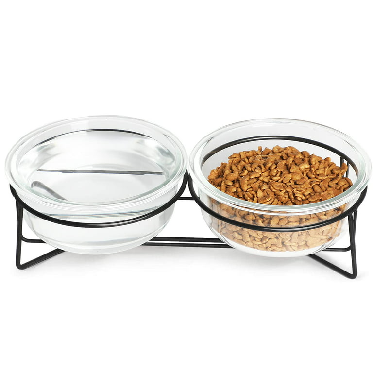 2x Cat Bowl Double Set Dog Bowls Dish Food Water Kitten Puppy